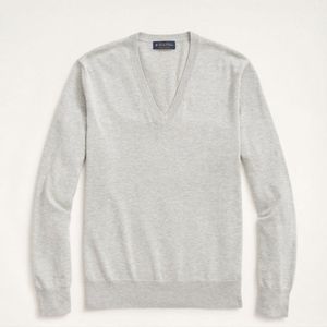 Men's Brooks Brothers Supima 100% Cotton V-Neck Sweater Grey Size Medium EUC